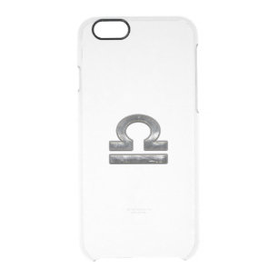 Libra Zodiac Sign in silver grunge steel style Clear iPhone 6/6S Case