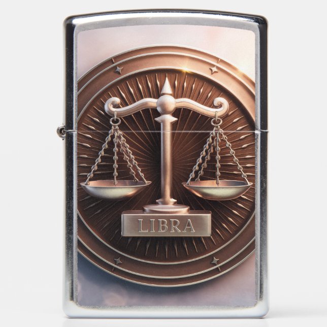 Libra Zodiac Sign Metal Emblem #1 Zippo Lighter (Front)