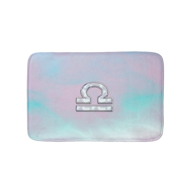 Libra Zodiac Sign Mother of Pearl Style Bathroom Mat (Front)
