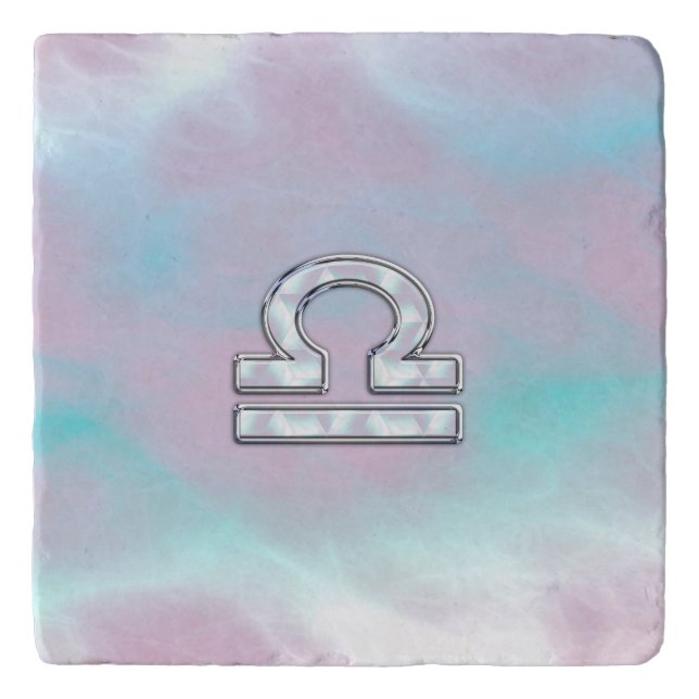 Libra Zodiac Sign Mother of Pearl Style Trivet (Front)