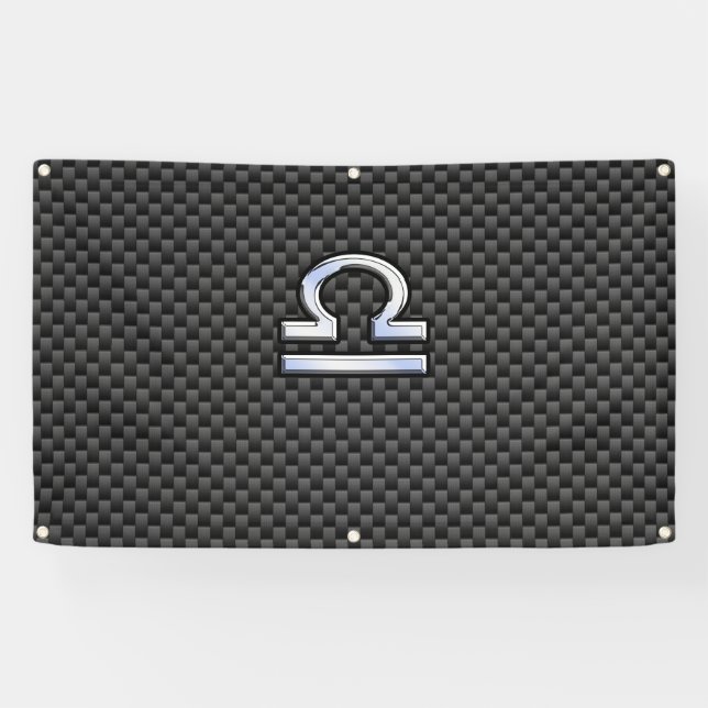 Libra Zodiac Sign on Black Carbon Fiber Print (Horizontal)