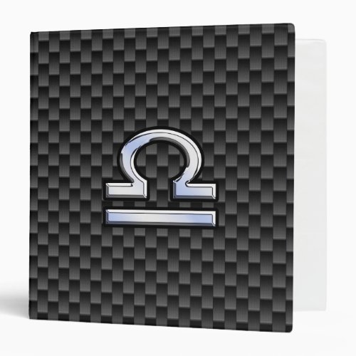 Libra Zodiac Sign on Black Carbon Fiber Print Binder