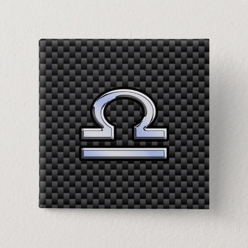 Libra Zodiac Sign on Black Carbon Fiber Print Button