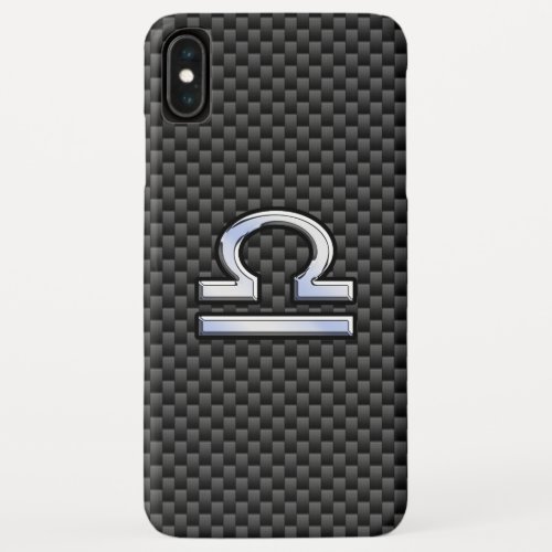 Libra Zodiac Sign on Black Carbon Fiber Print iPhone XS Max Case