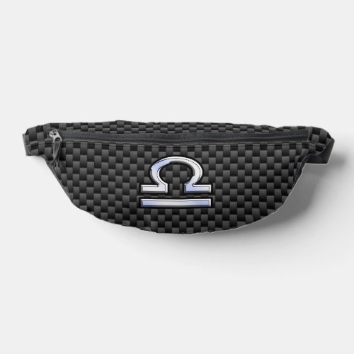 Libra Zodiac Sign on Black Carbon Fiber Print Fanny Pack