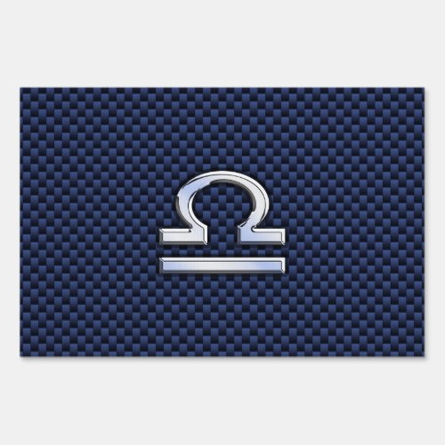 Libra Zodiac Sign on Blue Carbon Fiber Style