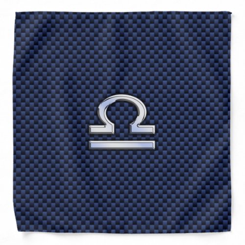 Libra Zodiac Sign on Blue Carbon Fiber Style Bandana