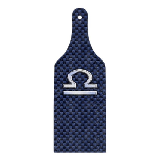 Libra Zodiac Sign on Blue Carbon Fiber Style Cutting Board (Front)