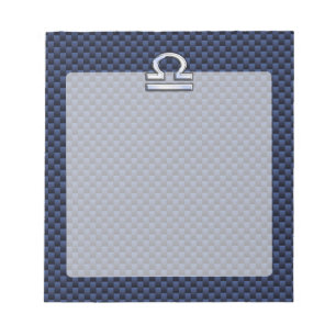 Libra Zodiac Sign on Blue Carbon Fiber Style Notepad