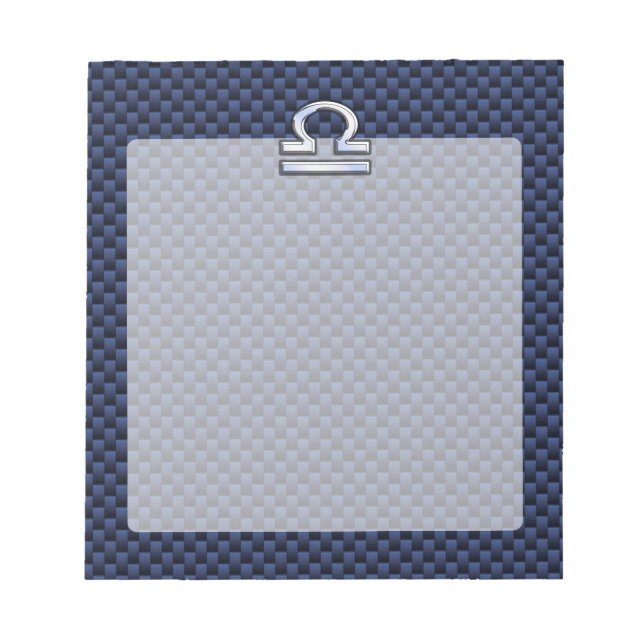 Libra Zodiac Sign on Blue Carbon Fiber Style Notepad (Front)