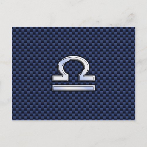 Libra Zodiac Sign on Blue Carbon Fiber Style Postcard