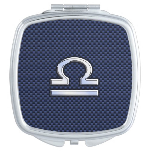 Libra Zodiac Sign on Blue Carbon Fiber Style Vanity Mirror