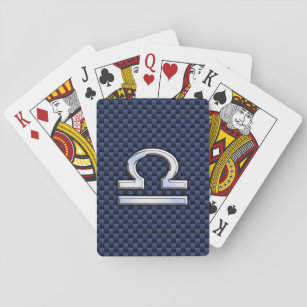 Libra Zodiac Sign on Blue Carbon Fibre Style Playing Cards