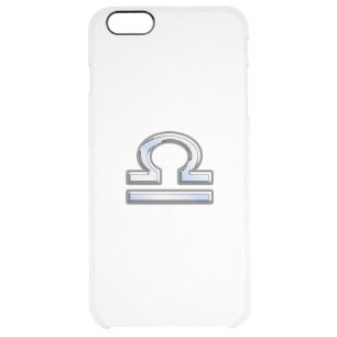 Libra Zodiac Sign on blue digital camo Clear iPhone 6 Plus Case
