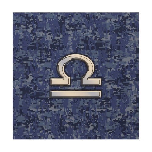 Libra Zodiac Sign on Blue Digital Camouflage