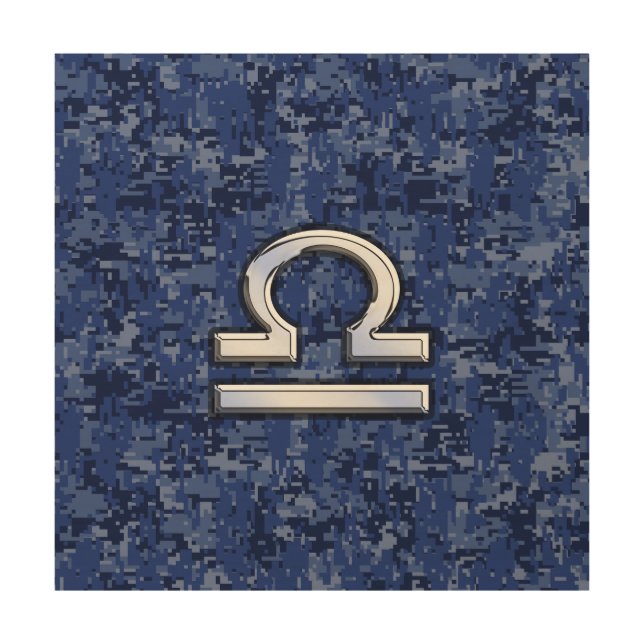 Libra Zodiac Sign on Blue Digital Camouflage (Front)