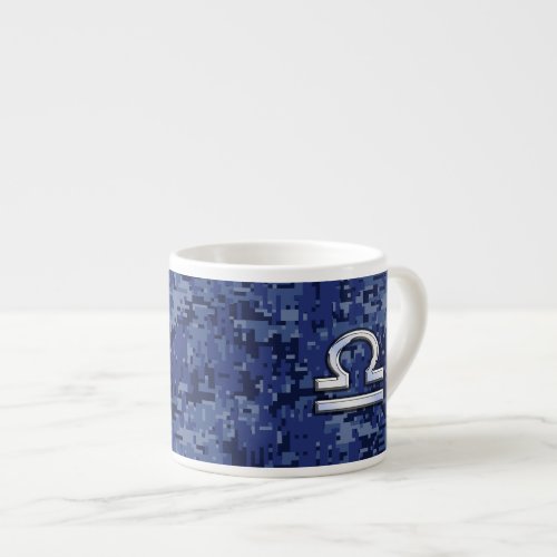 Libra Zodiac Sign on Blue Digital Camouflage Espresso Cup