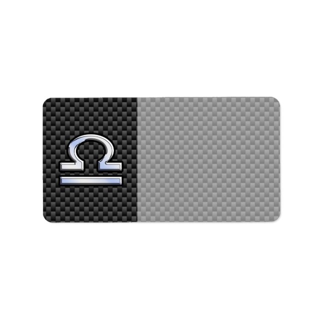 Libra Zodiac Sign on Carbon Fiber Print Label (Front)