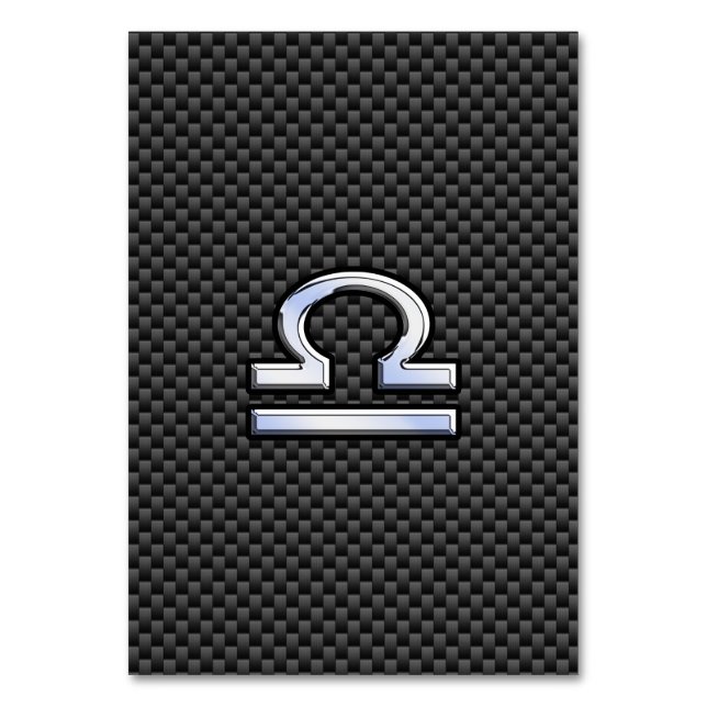 Libra Zodiac Sign on Carbon Fiber Print Table Number (Front)