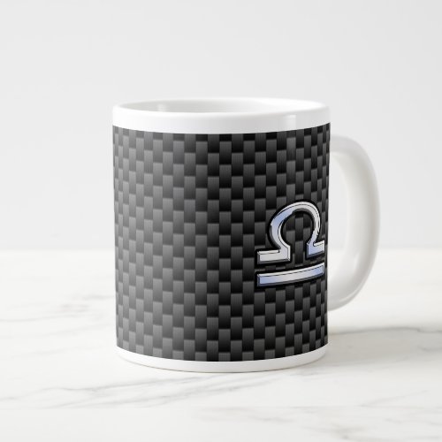 Libra Zodiac Sign on Carbon Fiber Style Giant Coffee Mug