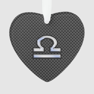 Libra Zodiac Sign on Carbon Fiber Style Ornament