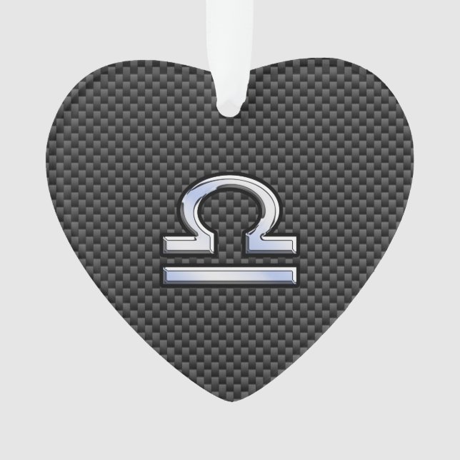 Libra Zodiac Sign on Carbon Fiber Style Ornament (Front)