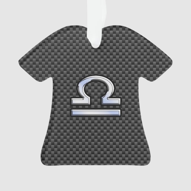 Libra Zodiac Sign on Carbon Fiber Style Ornament (Front)