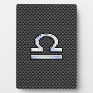 Libra Zodiac Sign on Carbon Fiber Style Plaque