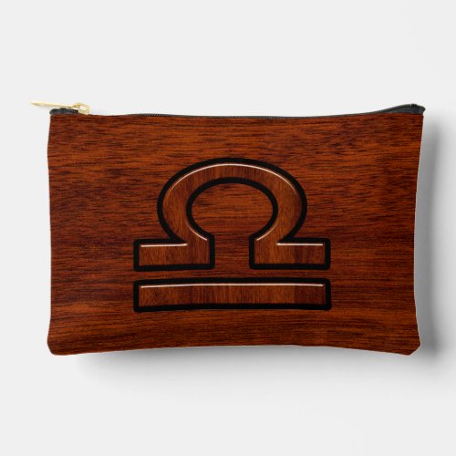 Libra Zodiac Sign on Mahogany Brown Style Print Accessory Pouch