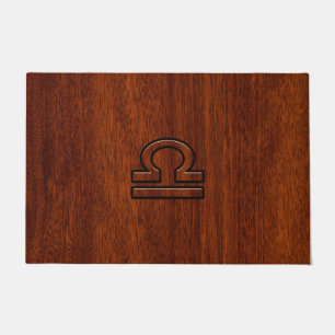 Libra Zodiac Sign on Mahogany Brown Style Print Doormat
