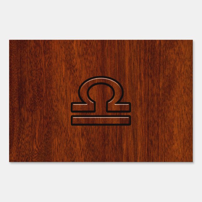Libra Zodiac Sign on Mahogany Style Decor (Front)