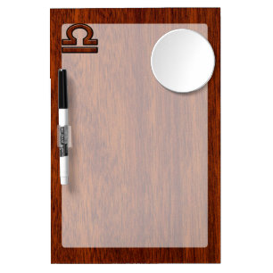 Libra Zodiac Sign on Mahogany Style Decor Dry Erase Board With Mirror