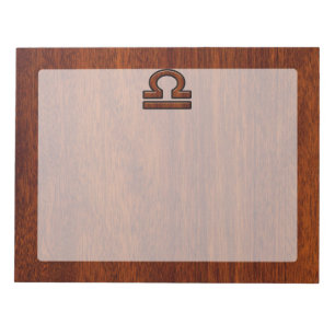 Libra Zodiac Sign on Mahogany Style Decor Notepad