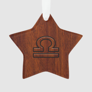 Libra Zodiac Sign on Mahogany Style Decor Ornament