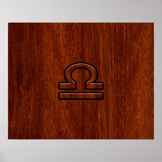 Libra Zodiac Sign on Mahogany Style Print (Front)