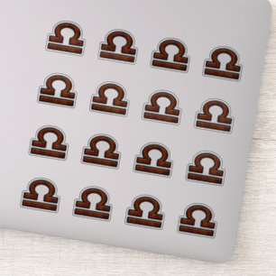 Libra Zodiac Sign on Mahogany Style Print Sticker