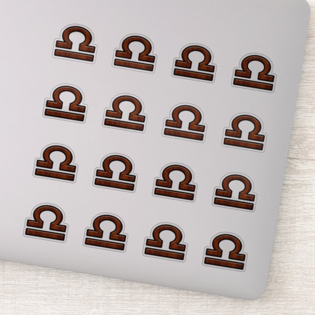 Libra Zodiac Sign on Mahogany Style Print Sticker (Detail)