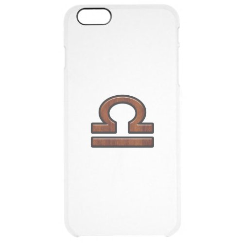 Libra Zodiac Sign on Mahogany Style Print Clear iPhone 6 Plus Case