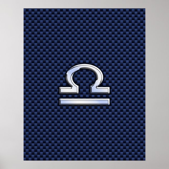 Libra Zodiac Sign on Navy Blue Carbon Fiber (Front)