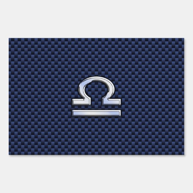 Libra Zodiac Sign on Navy Blue Carbon Fiber (Front)