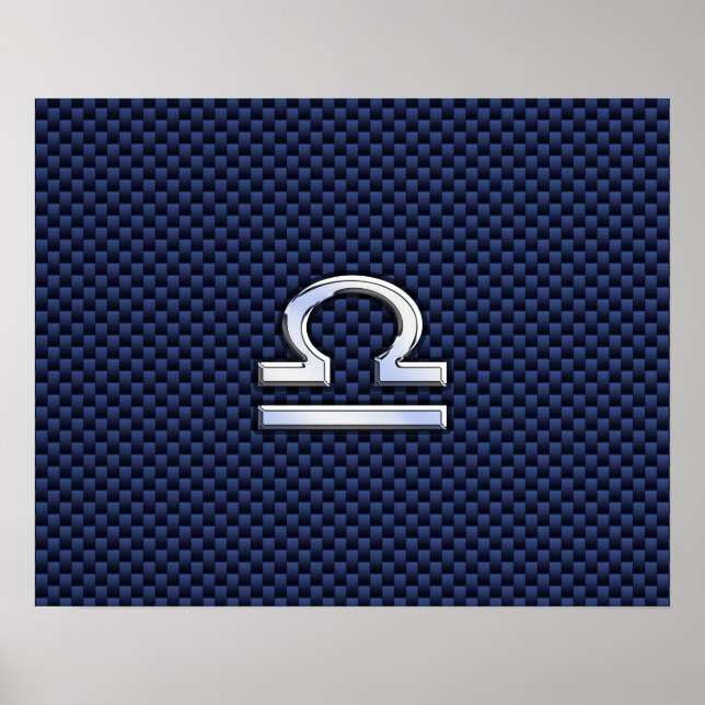 Libra Zodiac Sign on Navy Blue Carbon Fiber (Front)