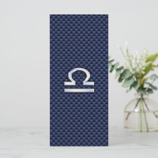 Libra Zodiac Sign on Navy Blue Carbon Fiber (Standing Front)