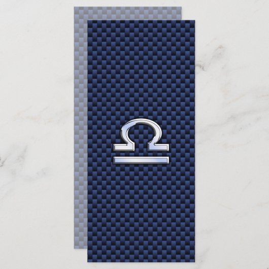 Libra Zodiac Sign on Navy Blue Carbon Fiber (Front/Back)