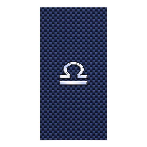 Libra Zodiac Sign on Navy Blue Carbon Fiber Card