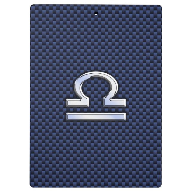 Libra Zodiac Sign on Navy Blue Carbon Fiber Clipboard (Back)