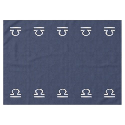 Libra Zodiac Sign on Navy Carbon Fiber Style Tablecloth