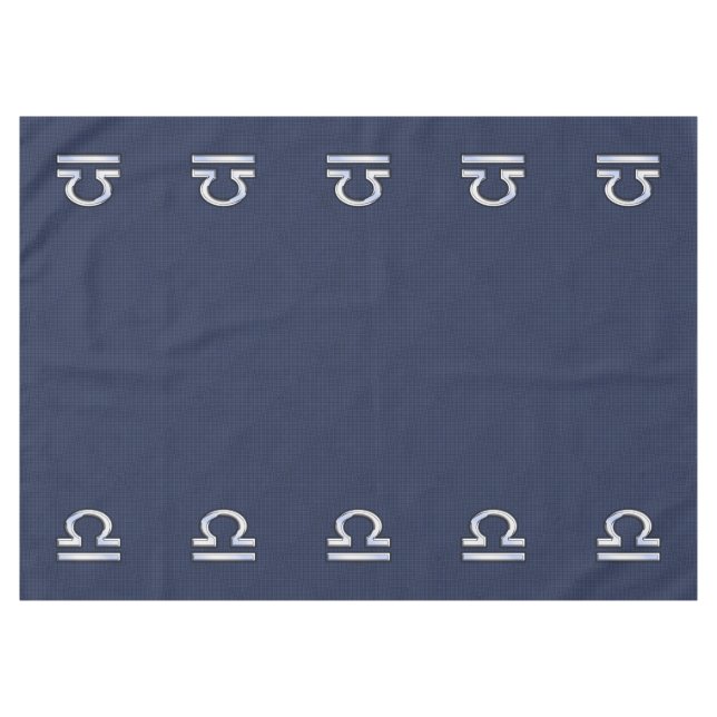 Libra Zodiac Sign on Navy Carbon Fiber Style Tablecloth (Front (Horizontal))