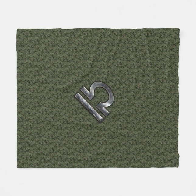 Libra Zodiac Sign on olive green digital camo Fleece Blanket (Front (Horizontal))