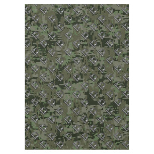 Libra Zodiac Sign on olive green digital camo Tablecloth