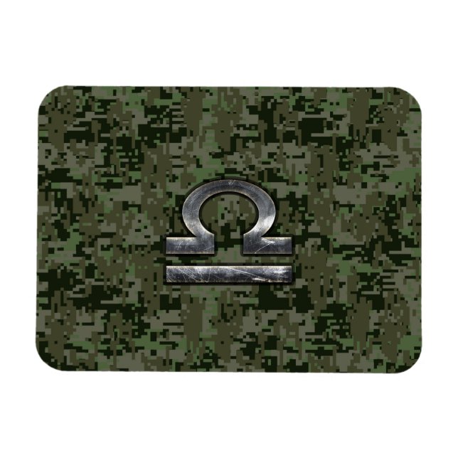 Libra Zodiac Sign on Woodland Green digital camo Magnet (Horizontal)